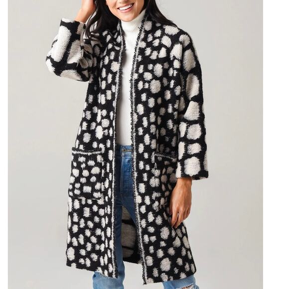 Hunter Bell Women’s Keller Cardigan Bold Abstract Polka-Dot Sz Small - Picture 1 of 7